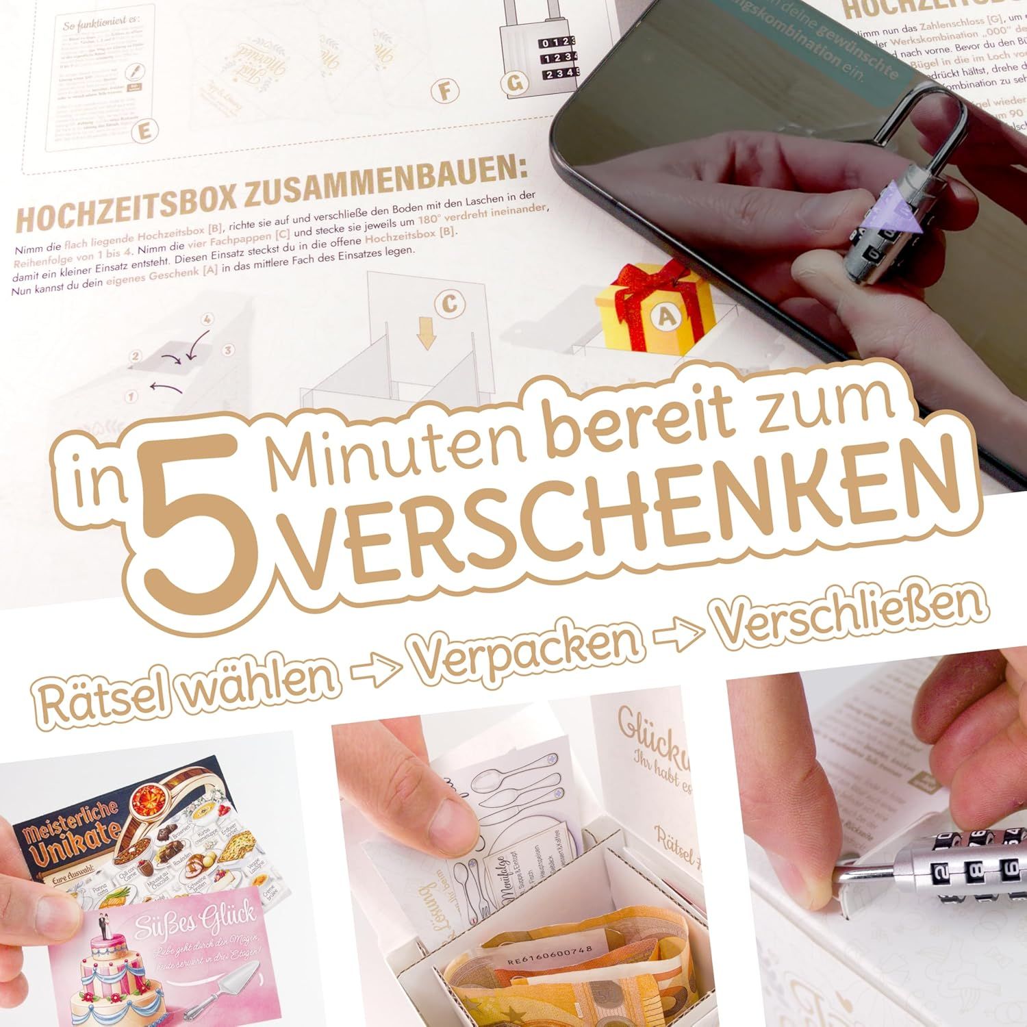 Aufbau und Vorbereitung der Hochzeitsbox in ungefähr fünf Minuten